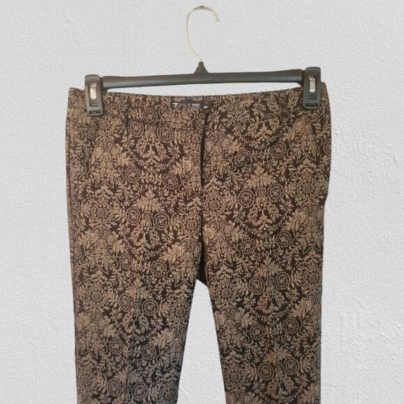 New York & Co 7th Avenue black/gold patterned trouser pants, size 2 inseam 32 in - Picture 4 of 6